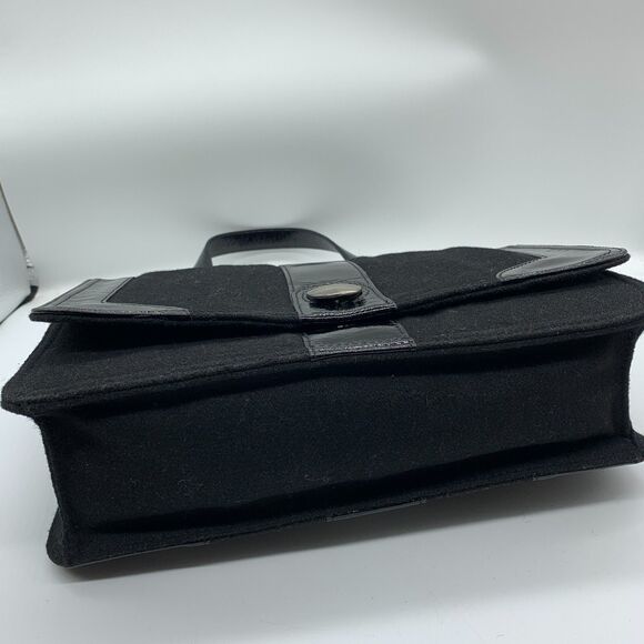 Hobo International Black Fabric Patent Leather Purse Handbag Flap Front - Picture 14 of 14